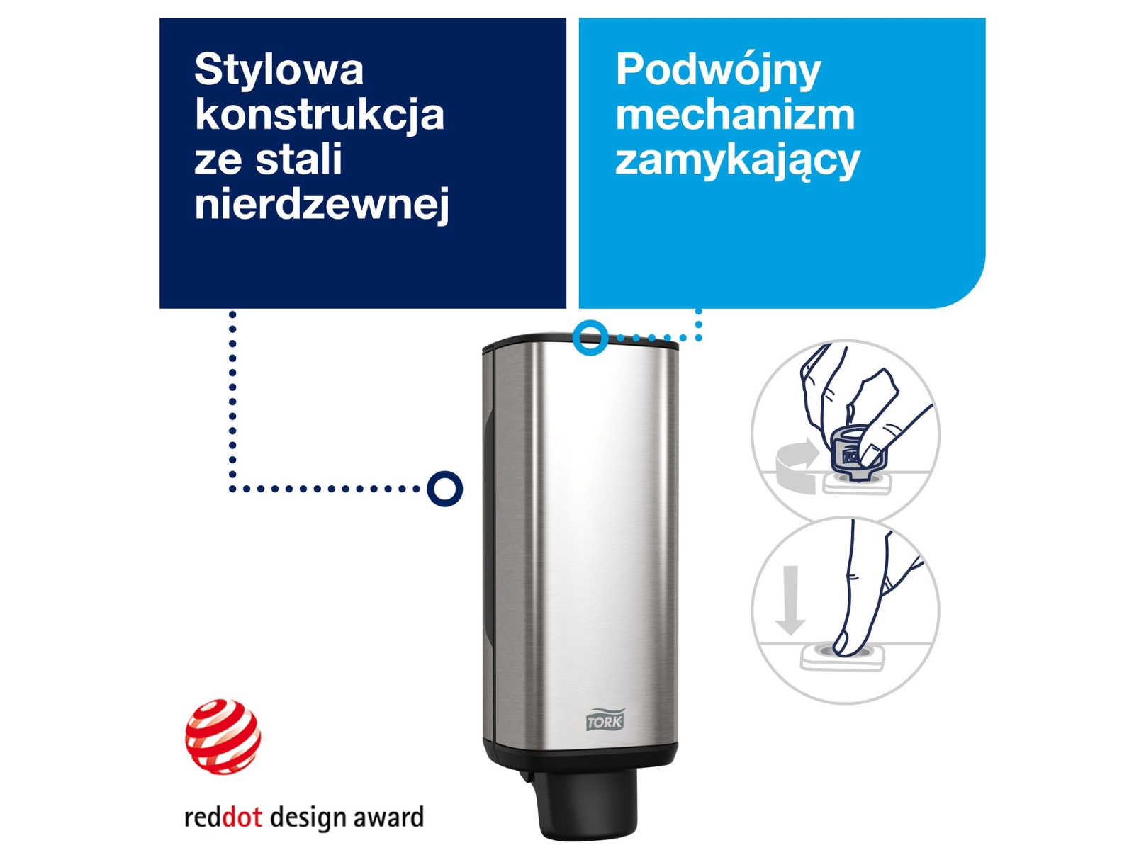 Dozownik pianki S4 TORK 460010 Nierdzewny Do mydła i dezynfekcji